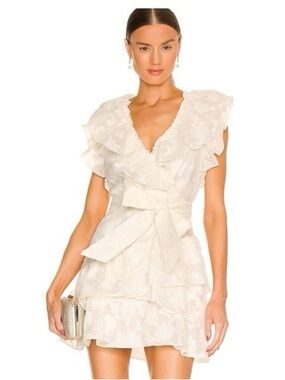Veronica Beard Ivory Ruffle-Trim Mahta Dress